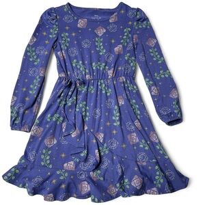Disney Wish Girls Dress XS (4/5) Star, Asha, Purple Roses Long Sleeve